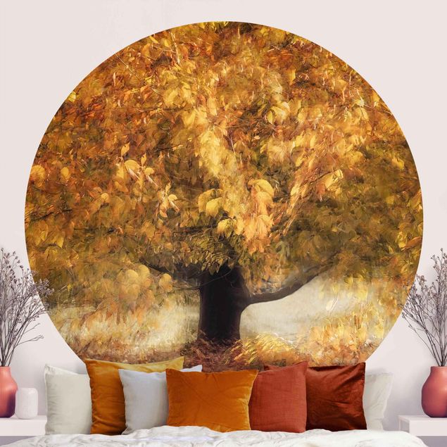 Self-adhesive round wallpaper - Dreaming Tree In Autumn