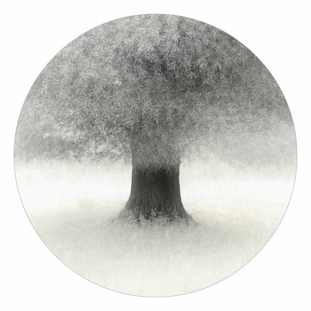 Self-adhesive round wallpaper - Dreaming Tree In White