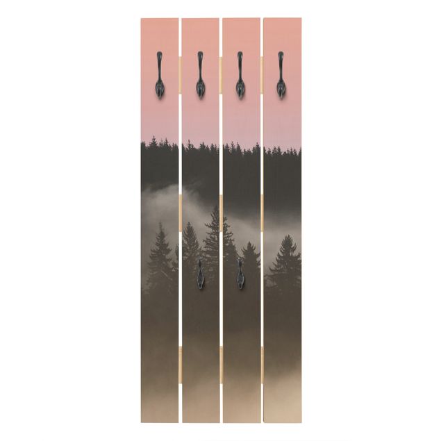 Wooden coat rack - Dreamy Foggy Forest