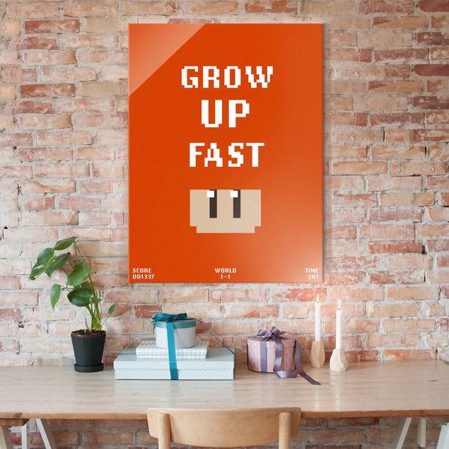 Glas Magnetboard Video Game Grow Up Fast In Red