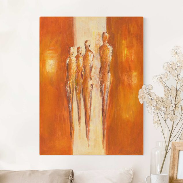 Canvas print gold - Four Figures In Orange 02