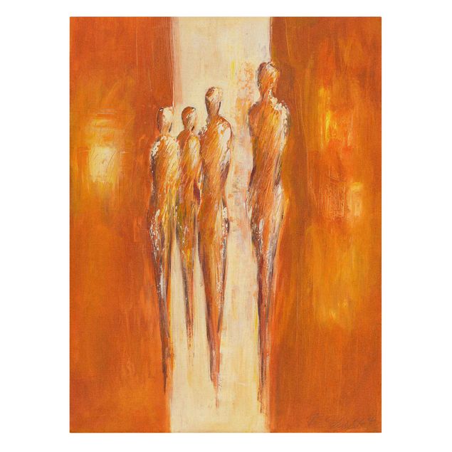 Canvas print gold - Four Figures In Orange 02