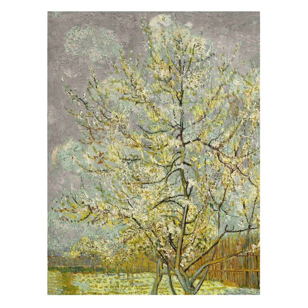 Natural canvas print - Vincent van Gogh - Flowering Peach Trees In The Garden - Portrait format 3:4