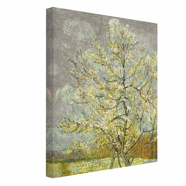 Natural canvas print - Vincent van Gogh - Flowering Peach Trees In The Garden - Portrait format 3:4
