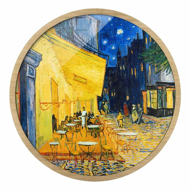 Circular framed print - Vincent Van Gogh - Cafe Terrace In Arles