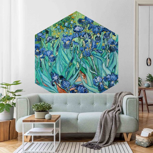 Self-adhesive hexagonal pattern wallpaper - Vincent Van Gogh - Iris