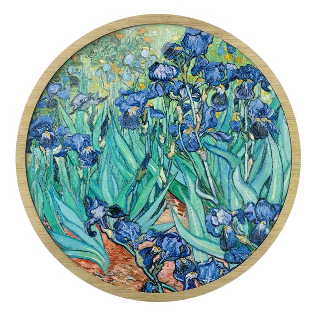 Circular framed print - Vincent Van Gogh - Iris