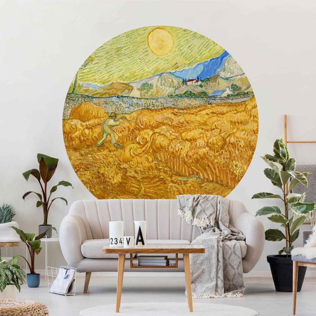Self-adhesive round wallpaper - Vincent Van Gogh - The Harvest, The Grain Field