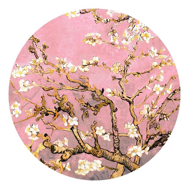 Self-adhesive round wallpaper - Vincent Van Gogh - Almond Blossom In Antique Pink