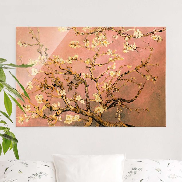 Glas Magnetboard Vincent Van Gogh - Almond Blossom In Antique Pink