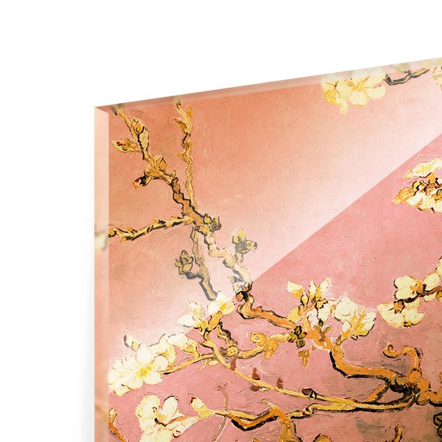 Glass print - Vincent Van Gogh - Almond Blossom In Antique Pink - Square