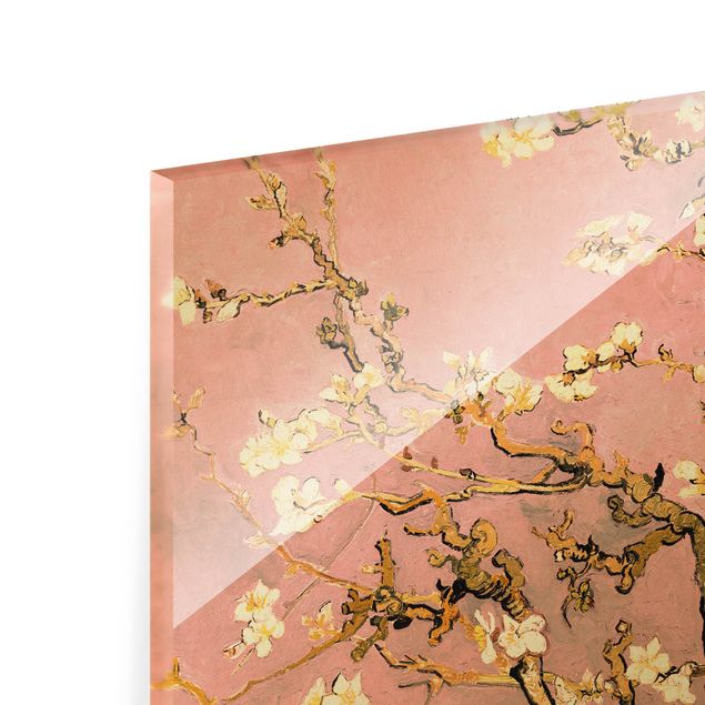 Glass print - Vincent Van Gogh - Almond Blossom In Antique Pink - Landscape format