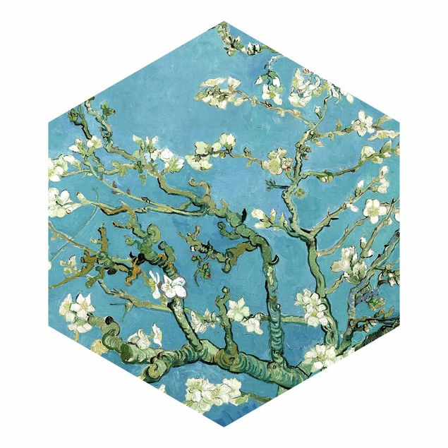 Self-adhesive hexagonal pattern wallpaper - Vincent Van Gogh - Almond Blossom
