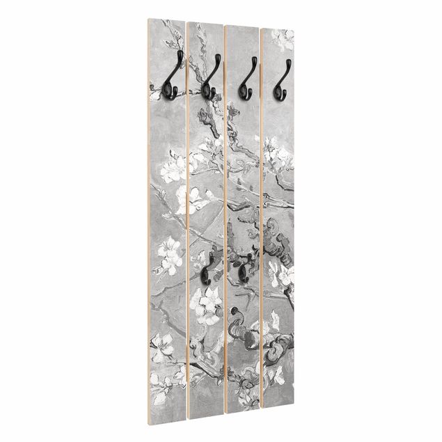 Wooden coat rack - Vincent Van Gogh - Almond Blossom Black And White