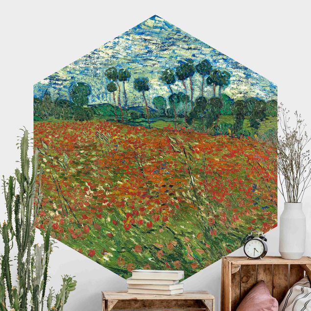 Hexagonal wallpapers Vincent Van Gogh - Poppy Field
