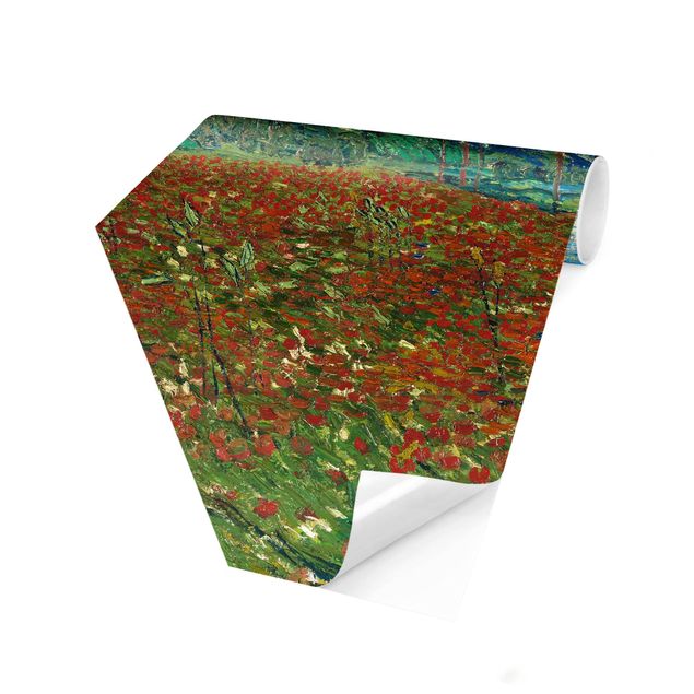 Self-adhesive hexagonal pattern wallpaper - Vincent Van Gogh - Poppy Field