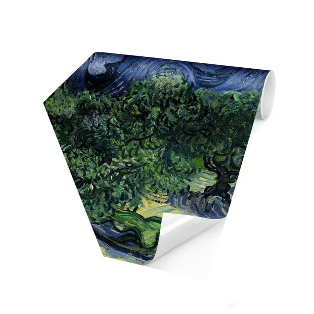 Self-adhesive hexagonal pattern wallpaper - Vincent Van Gogh - Olive Trees