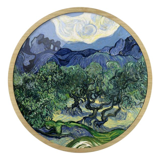 Circular framed print - Vincent Van Gogh - Olive Trees