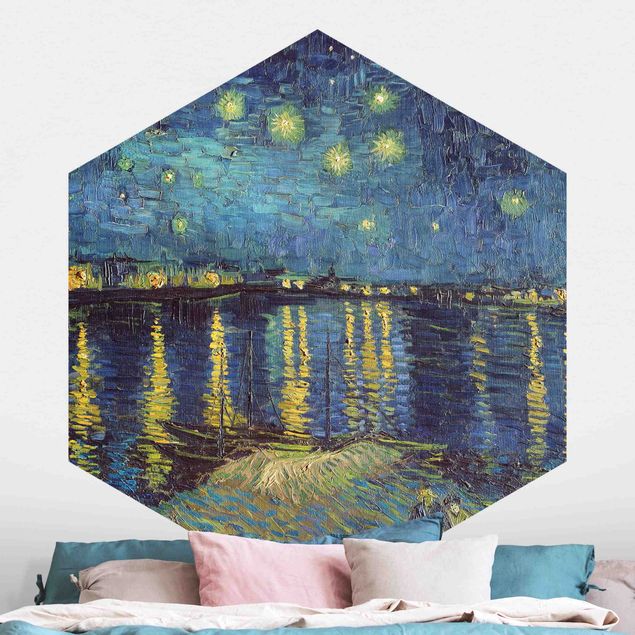 Hexagonal wallpapers Vincent Van Gogh - Starry Night Over The Rhone