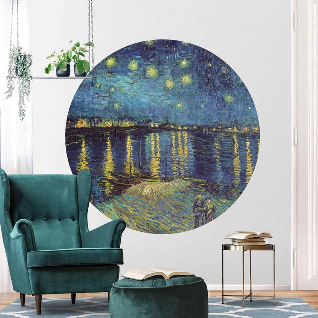 Self-adhesive round wallpaper - Vincent Van Gogh - Starry Night Over The Rhone