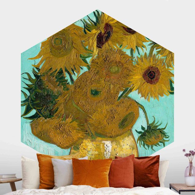 Hexagonal wallpapers Vincent Van Gogh - Vase With Sunflowers