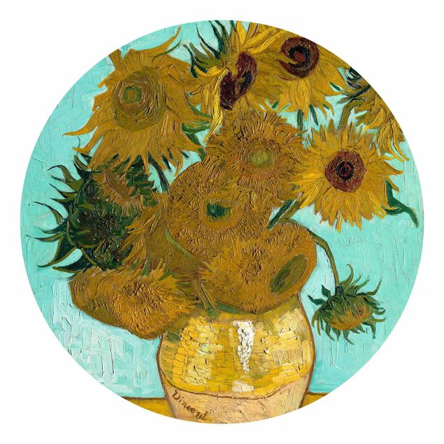 Self-adhesive round wallpaper - Vincent van Gogh - Sunflowers