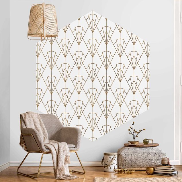 Self-adhesive hexagonal pattern wallpaper - Vintage Art Deco Pattern Arrows XXL