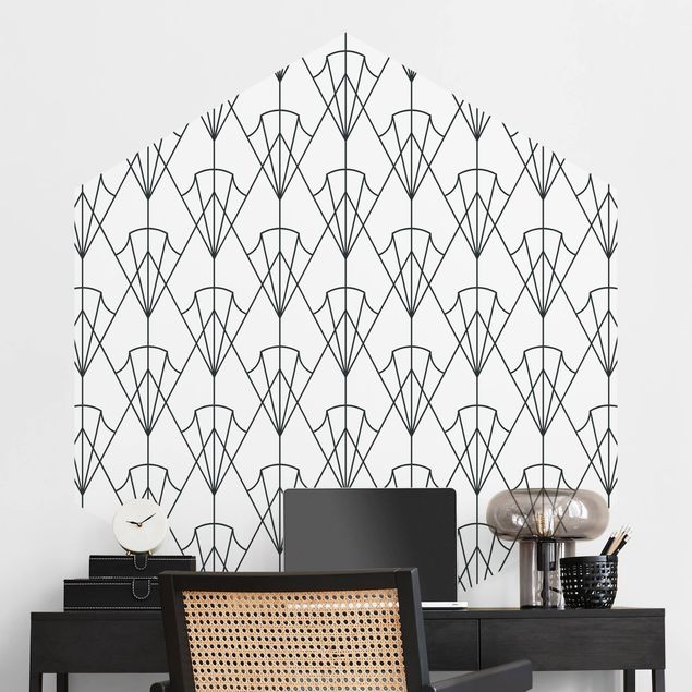 Wallpapers Vintage Art Deco Pattern Arrows XXL Black