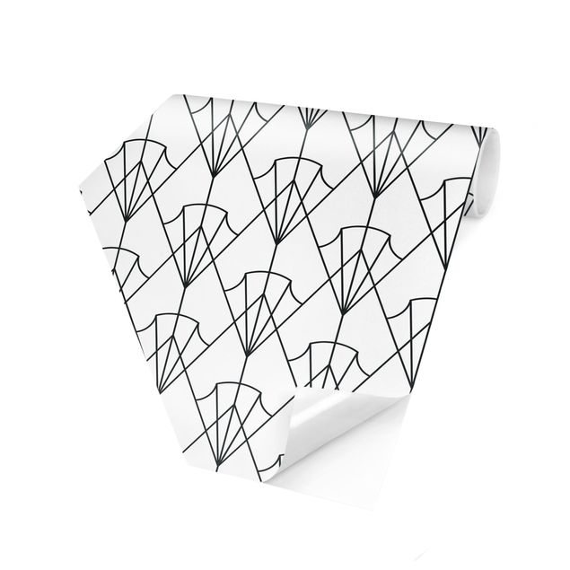 Self-adhesive hexagonal pattern wallpaper - Vintage Art Deco Pattern Arrows XXL Black