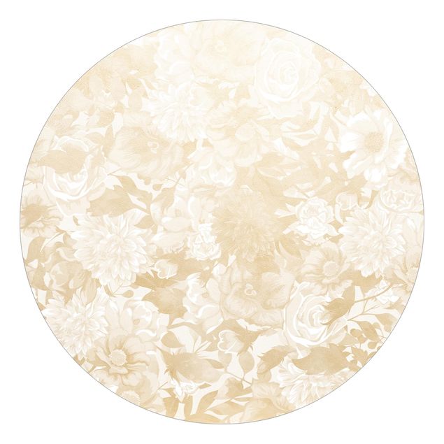 Self-adhesive round wallpaper - Vintage Blossom Dream In Beige