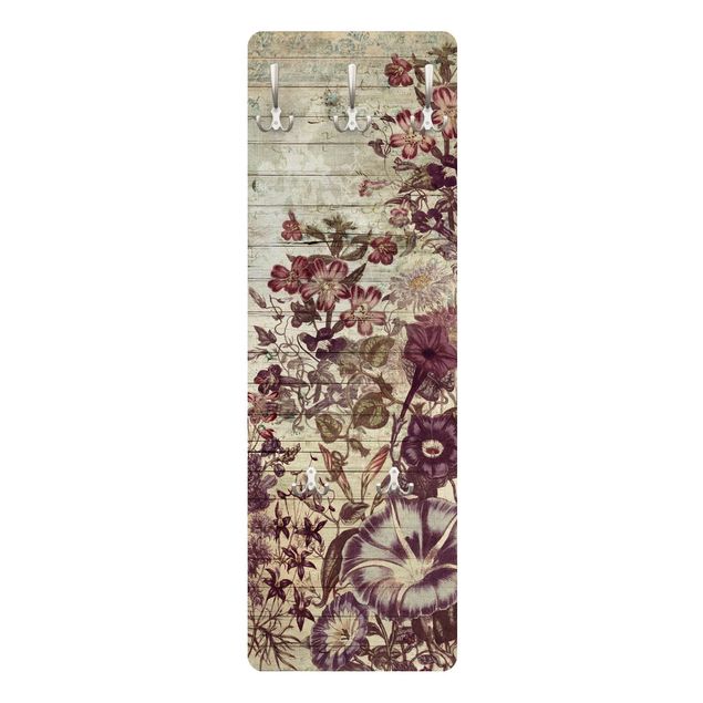 Coat rack shabby - Vintage Floral Wood Look II