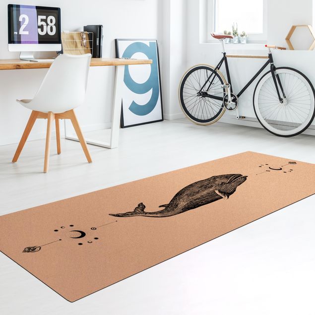 contemporary rugs Vintage Humpback Whale Black