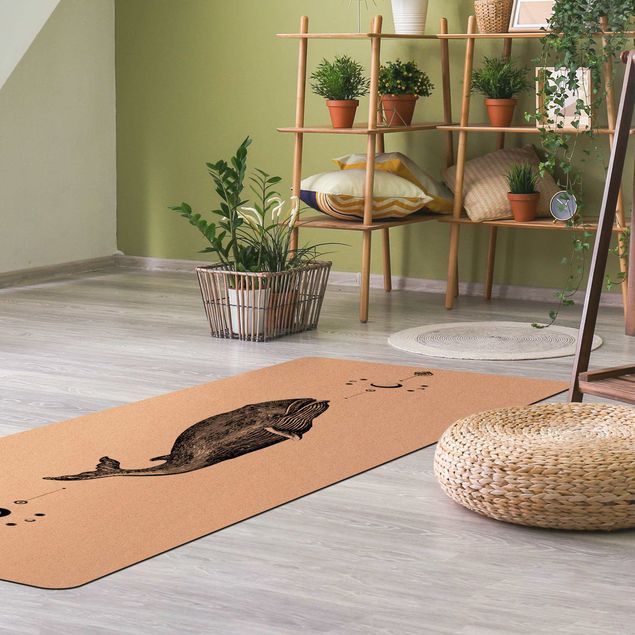 Yoga mat - Vintage Humpback Whale Black