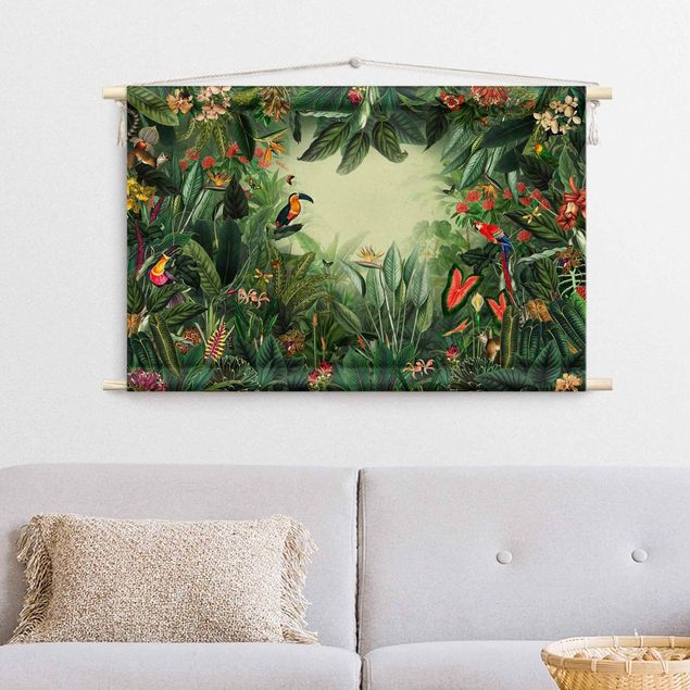 extra large tapestry Vintage Colorful Jungle