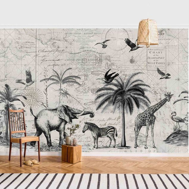 Wallpapers Vintage Collage - Exotic Map