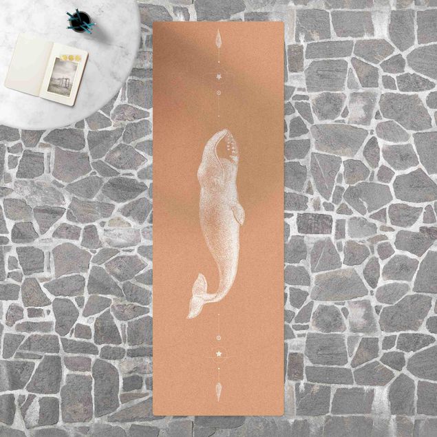 kitchen runner rugs Vintage Bowhead Whale White