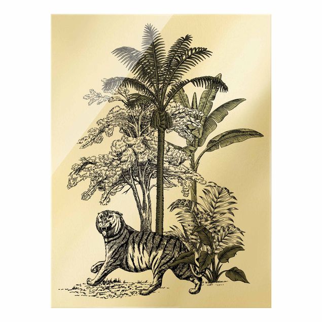 Glass print - Vintage Illustration - Proud Tiger - Portrait format