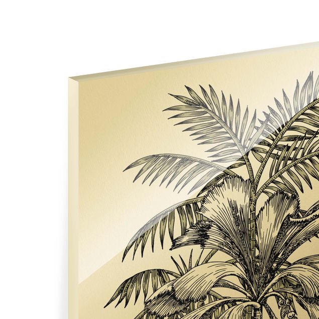 Glass print - Vintage Illustration - Tiger And Palm Trees - Portrait format