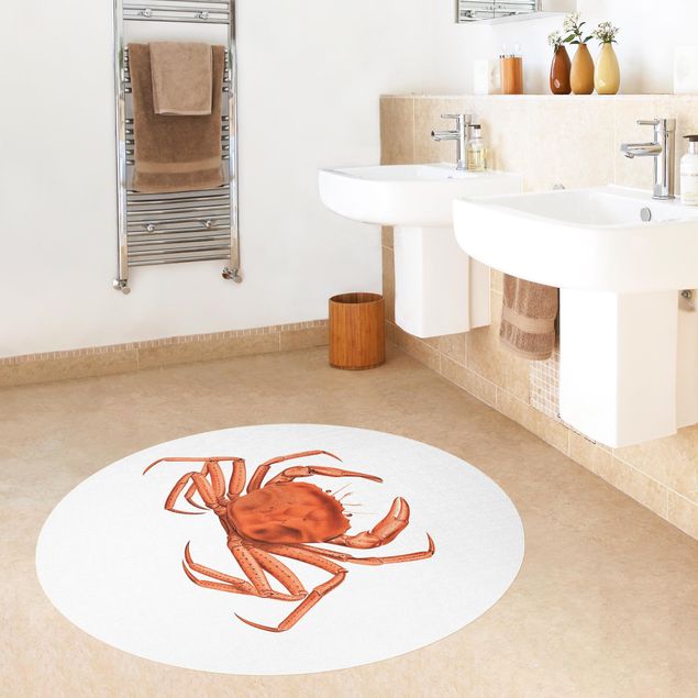 modern area rugs Vintage Illustration Red Crab