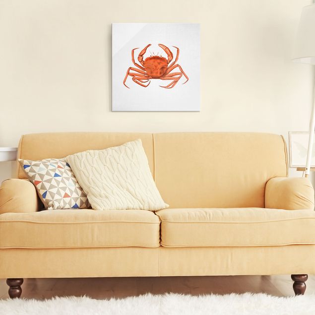 Glass print - Vintage Illustration Red Crab