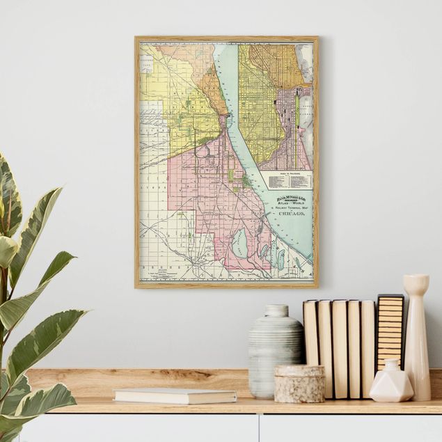 Framed poster - Vintage Map Chicago
