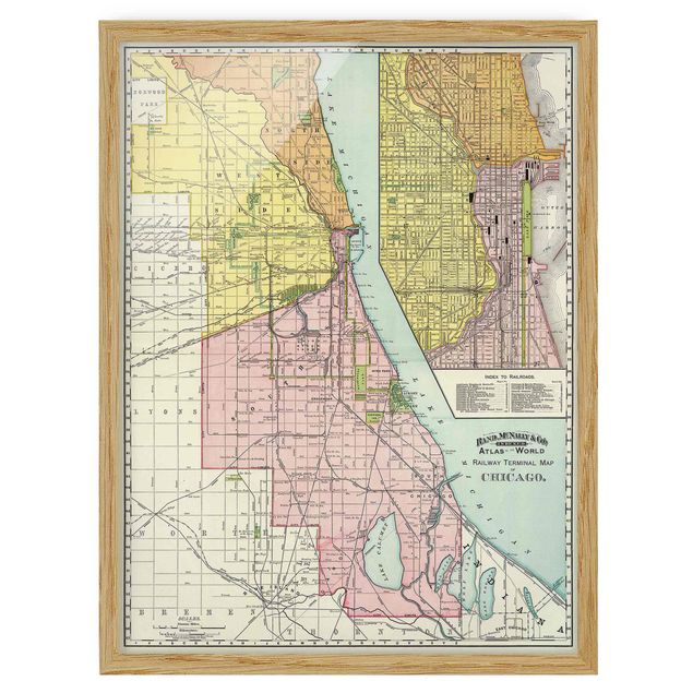 Framed poster - Vintage Map Chicago