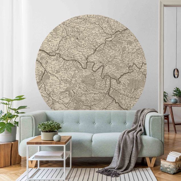 Self-adhesive round wallpaper - Vintage Map France