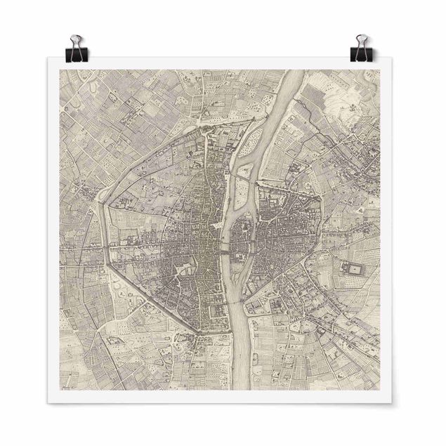 Poster - Vintage Map Paris
