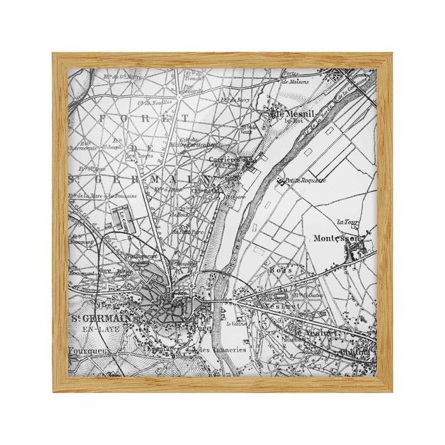 Framed poster - Vintage Map St Germain Paris