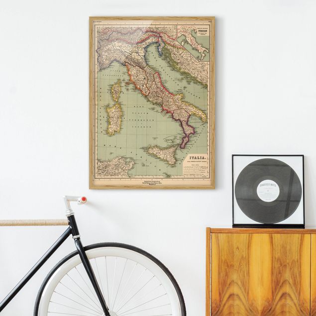 Framed poster - Vintage Map Italy