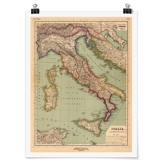 Poster - Vintage Map Italy