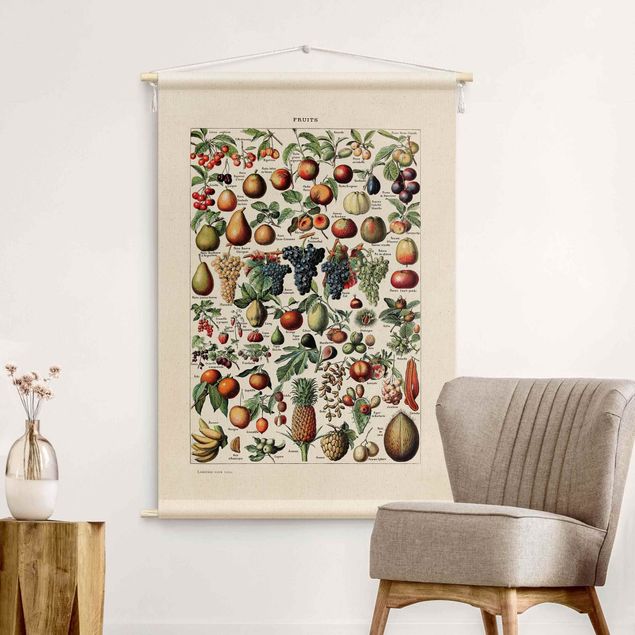 tapestry wall hanging Vintage Teaching Illustration Fruit