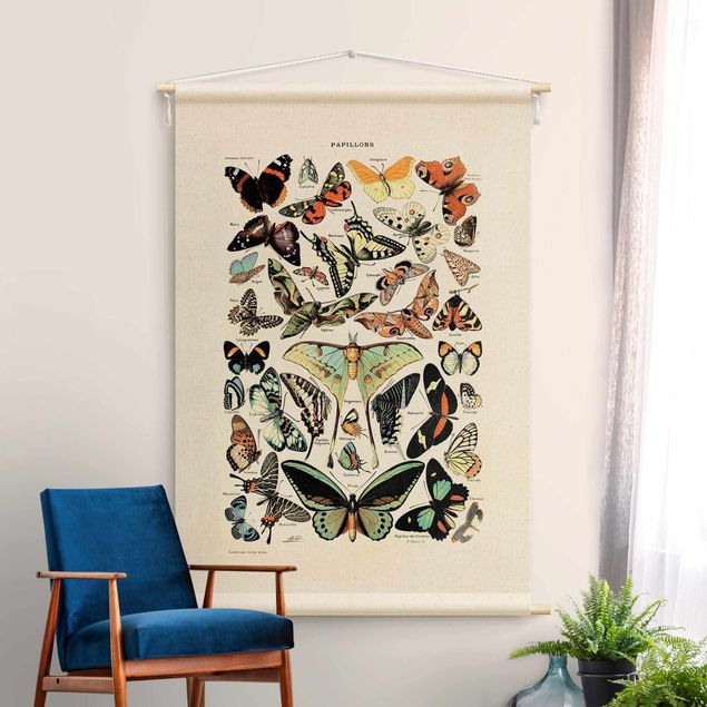 extra large tapestry Vintage Teaching Illustration Butterflies