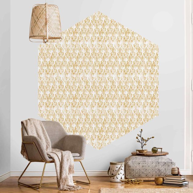 Self-adhesive hexagonal pattern wallpaper - Vintage Pattern Filigree Plants